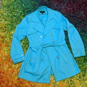 Sweet blue Metaphor womens double breasted raincoa